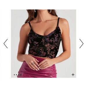 Windsor Black and Pink Floral Crop Top